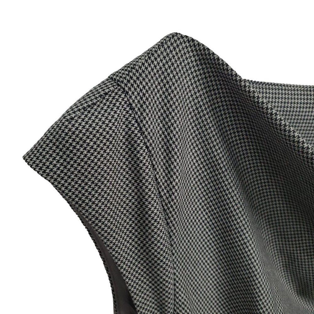 Banana Republic Sz 12 Dress Micro Houndstooth Cap Sleeve Belt Draped Black Gray - Picture 11 of 13